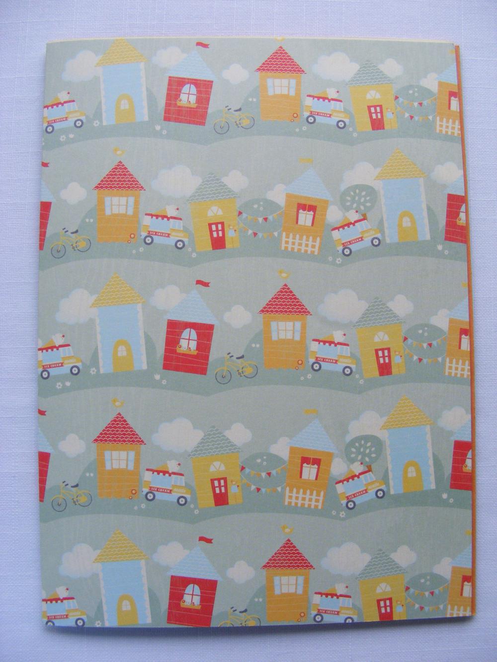 A5 Handmade Drawing Sketching Notebook Ice Cream Van Bunting & Bikes Red Yellow Green Blue Orange 